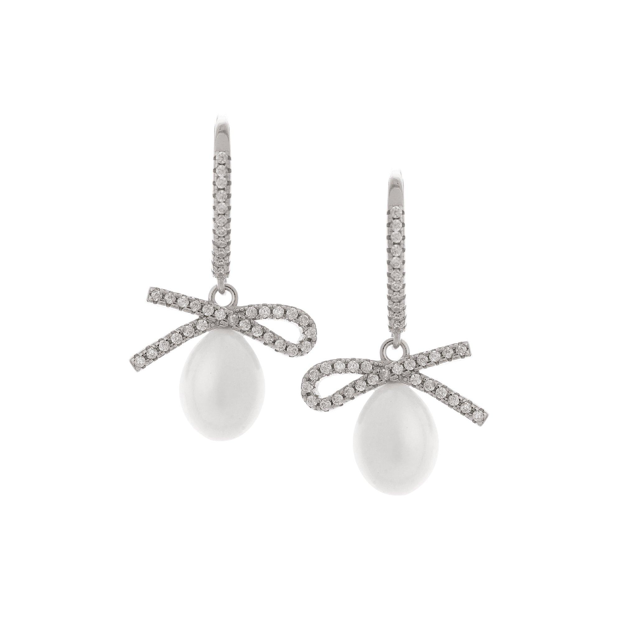 Ribboned Radiance 925 Silver Long Earrings - Diavo Jewels