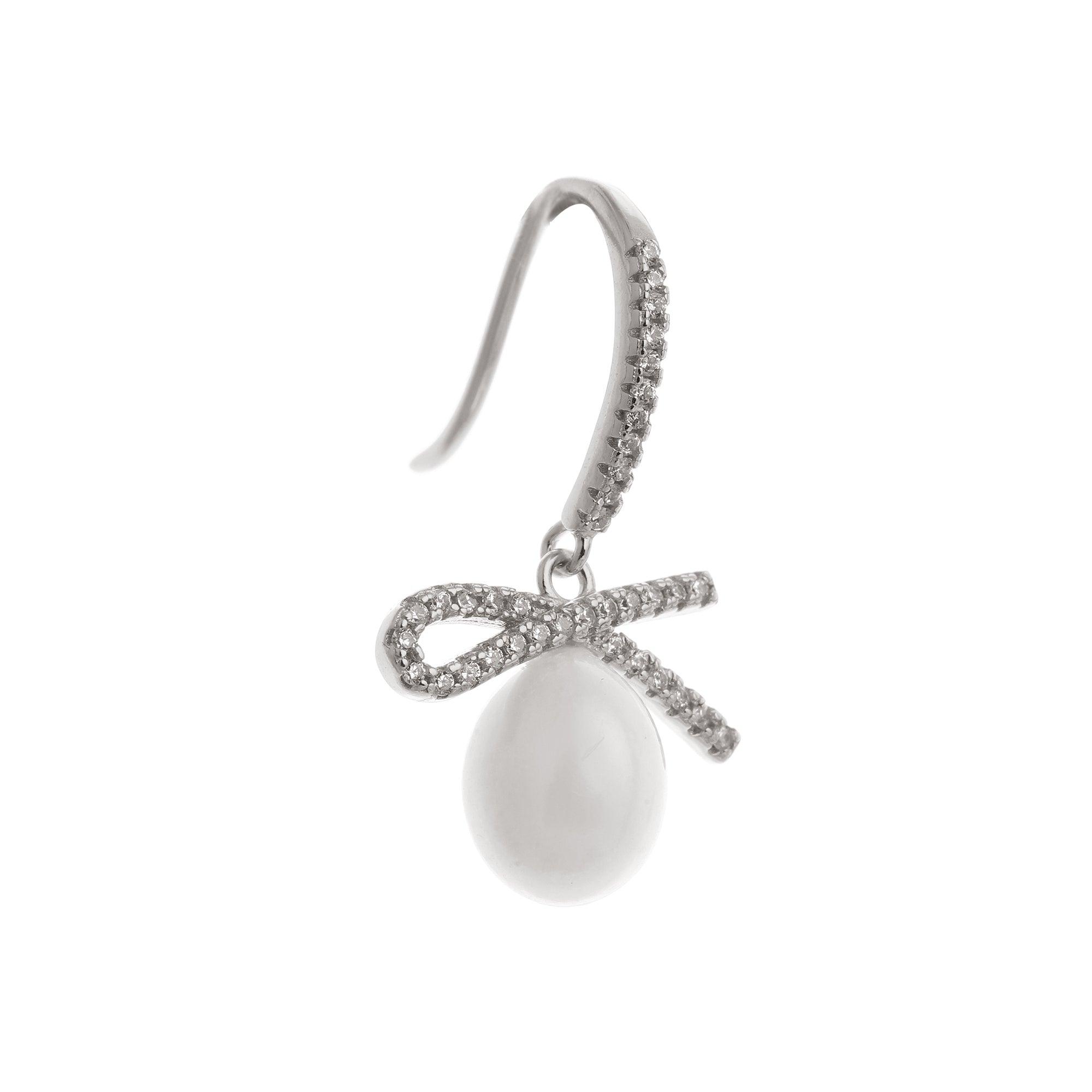 Ribboned Radiance 925 Silver Long Earrings - Diavo Jewels