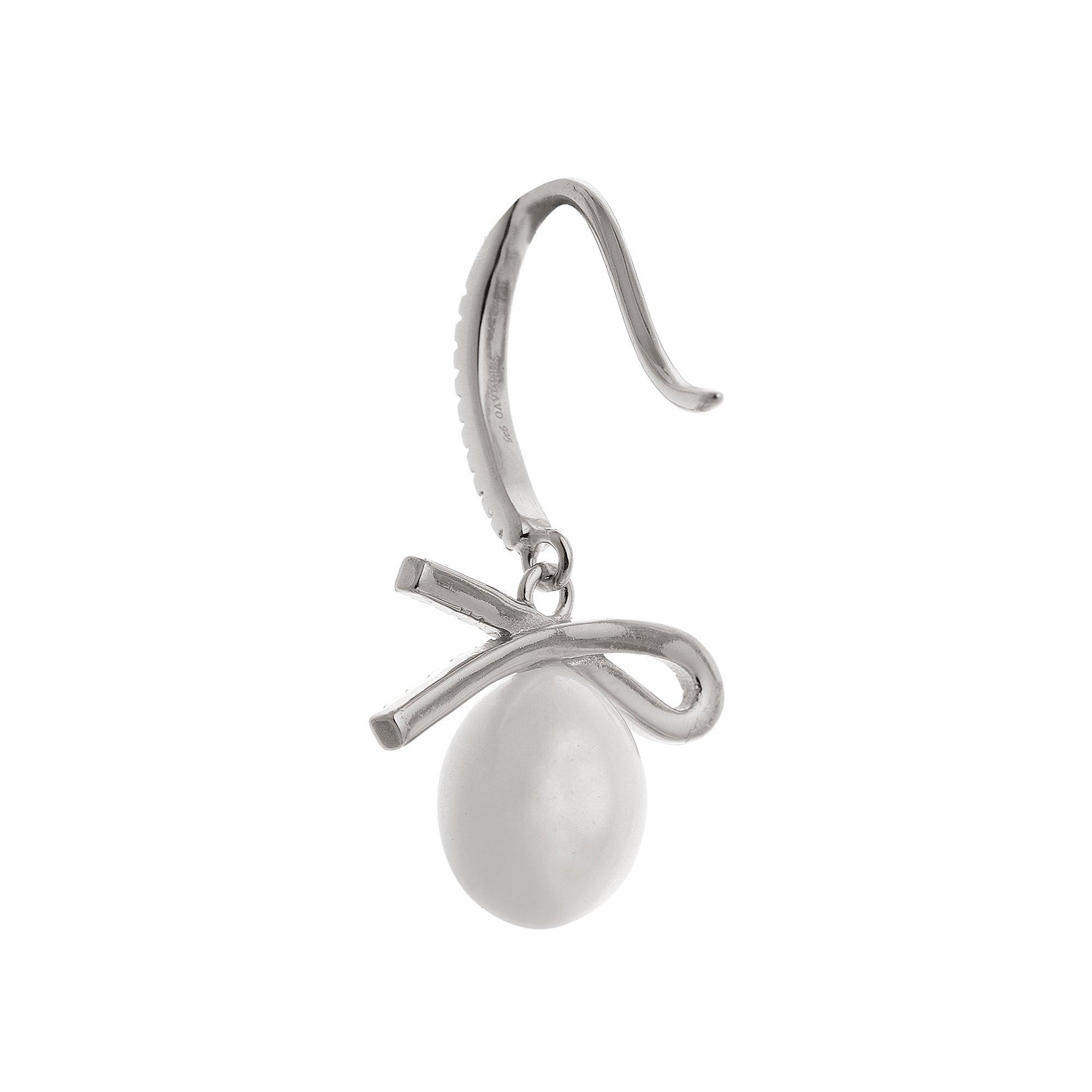 Ribboned Radiance 925 Silver Long Earrings - Diavo Jewels