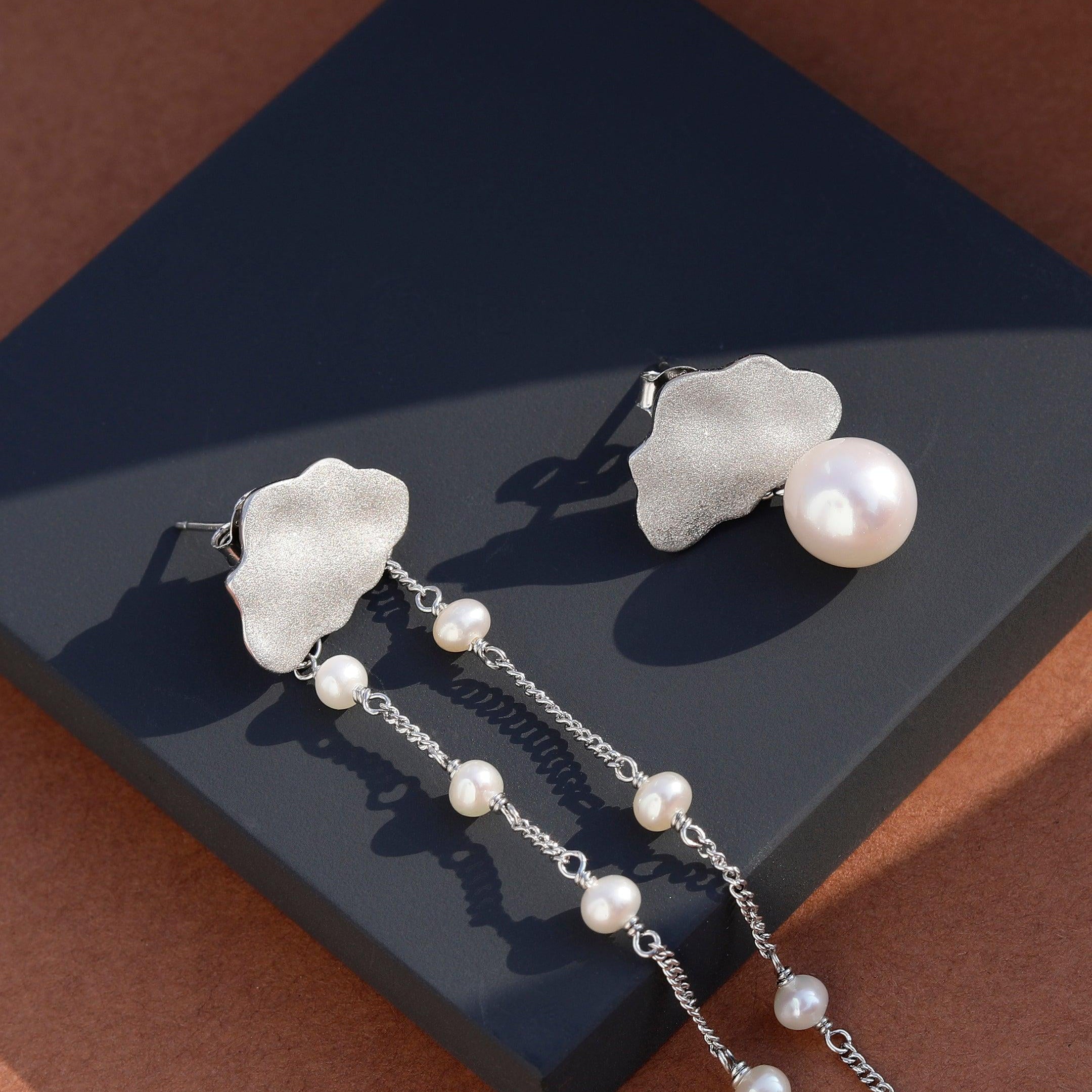 Cloudy Tassel 925 Silver Earrings - Diavo Jewels
