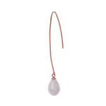 Silver Streamline Long 925 Silver Earrings with Flowing Freshwater Pearl - Diavo Jewels