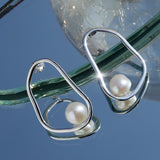 Ethereal Pearl Sculpture Silver Earrings