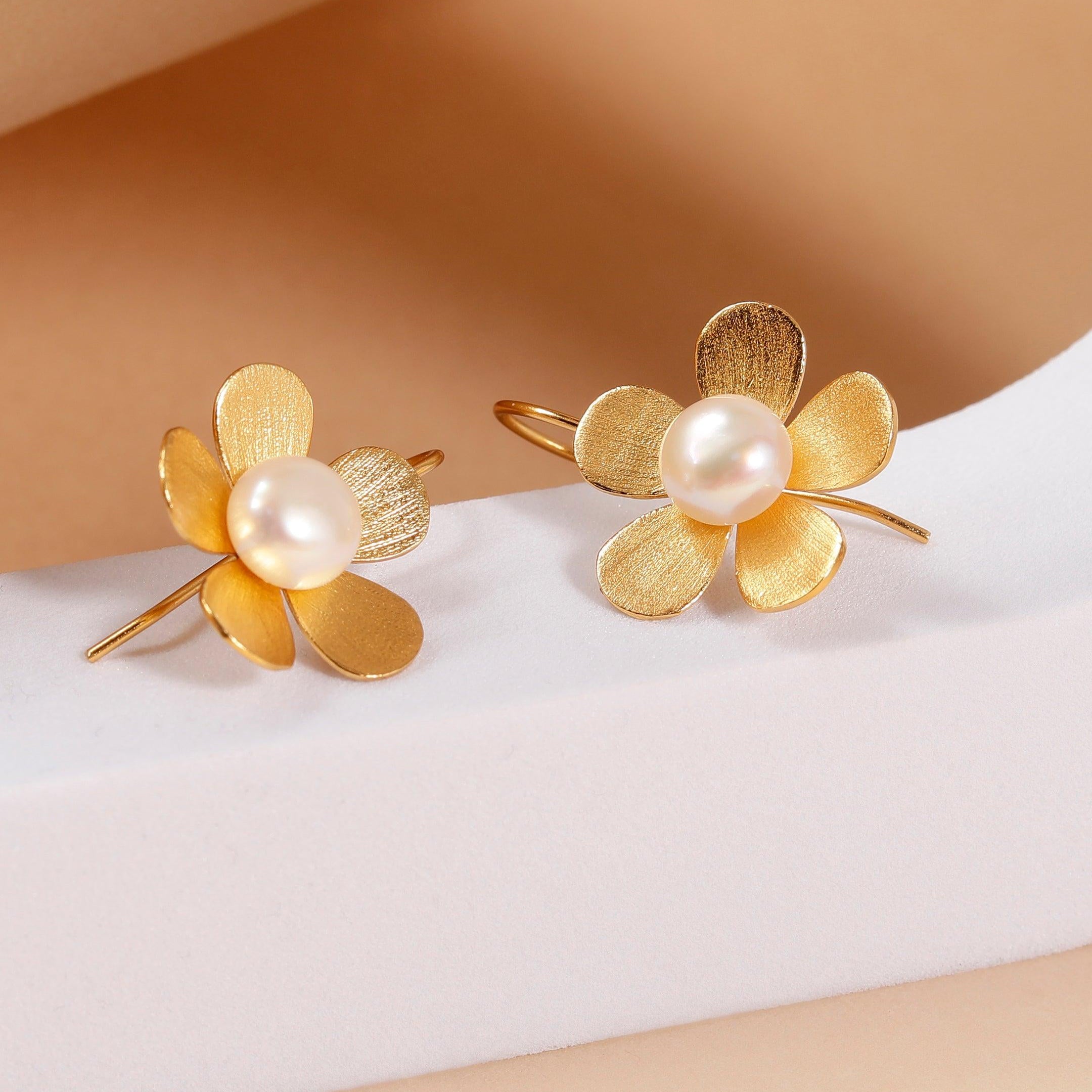 Plumeria Blossom 925 Silver Earrings - Diavo Jewels
