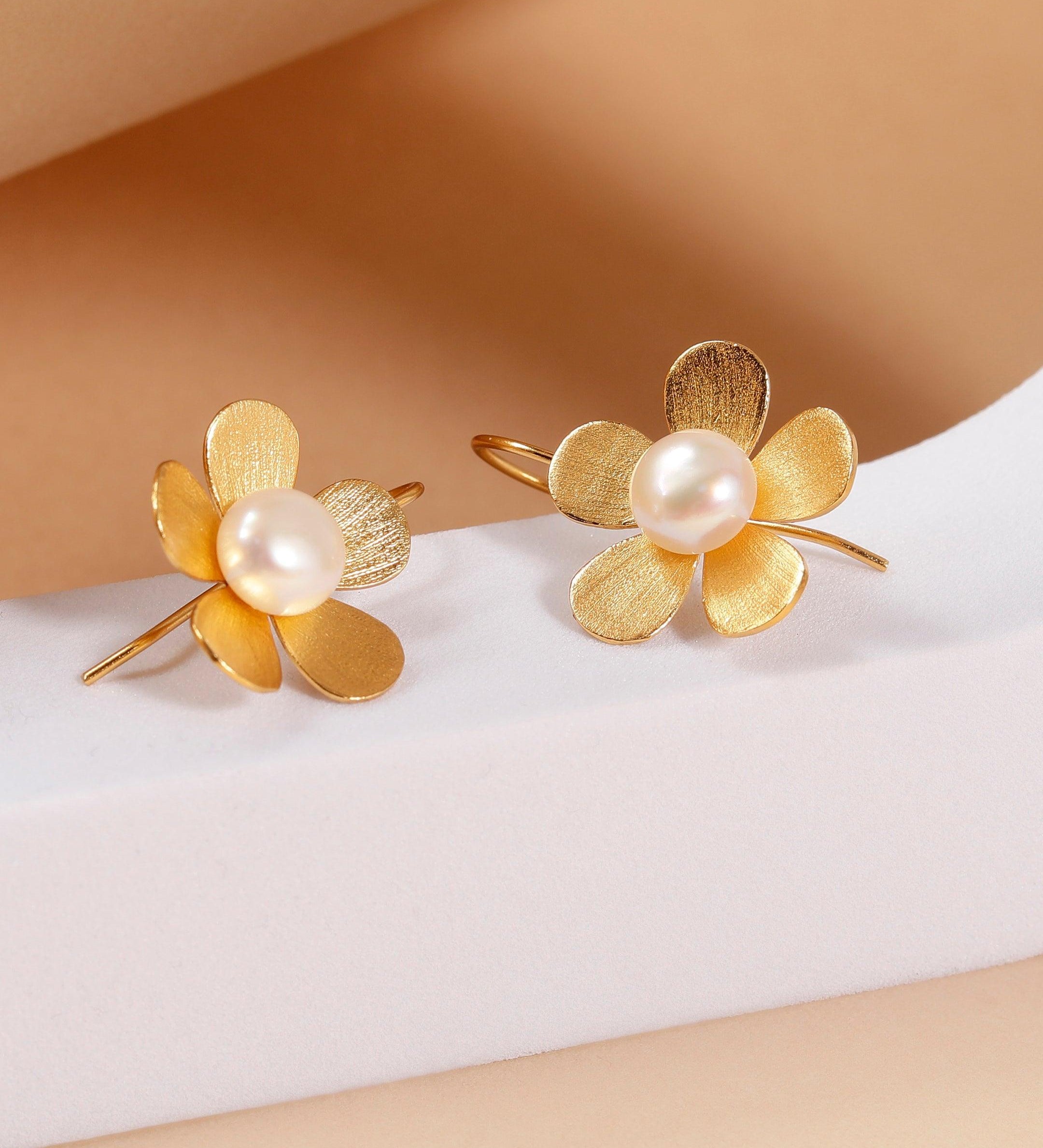 Plumeria Blossom 925 Silver Earrings - Diavo Jewels