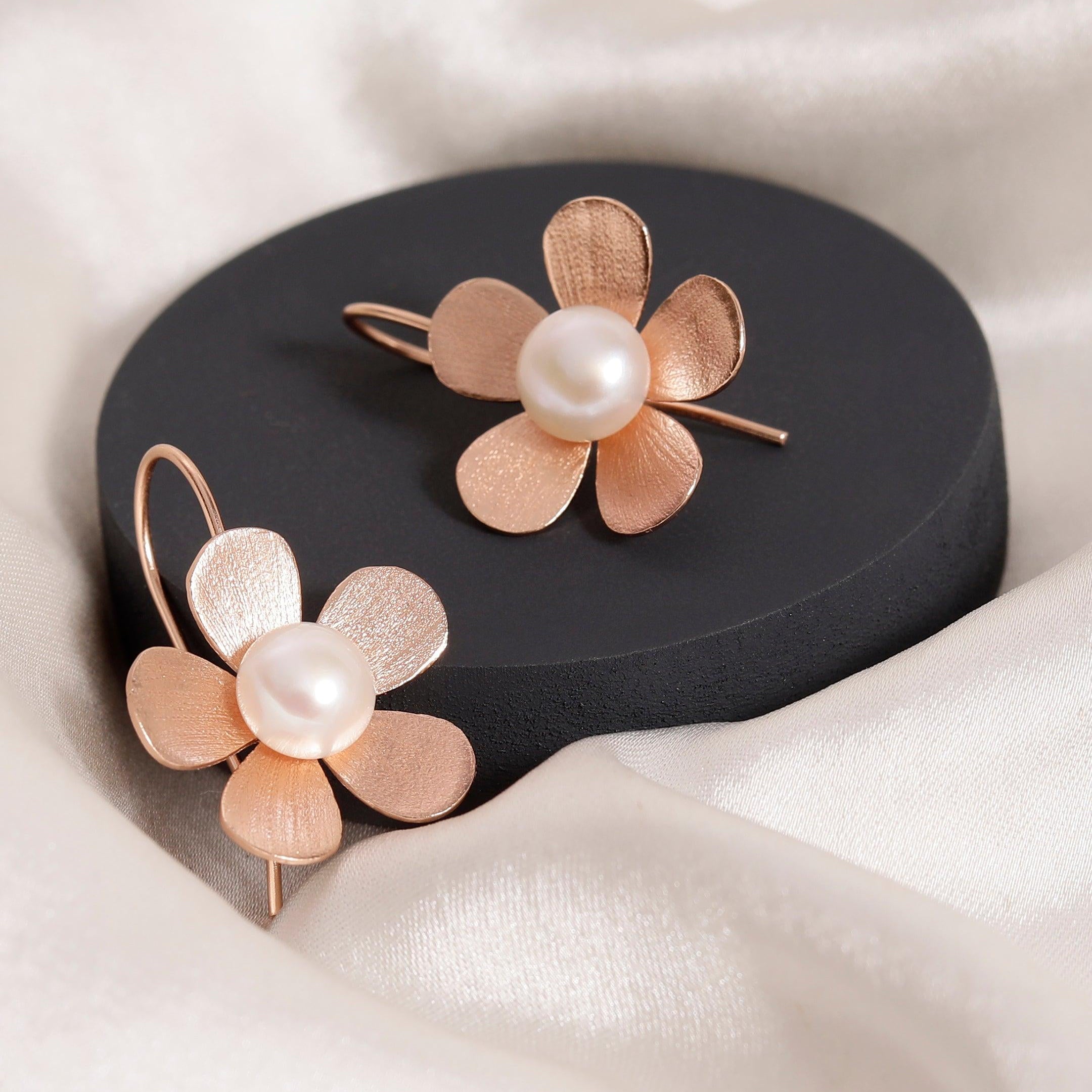 Plumeria Blossom 925 Silver Earrings - Diavo Jewels
