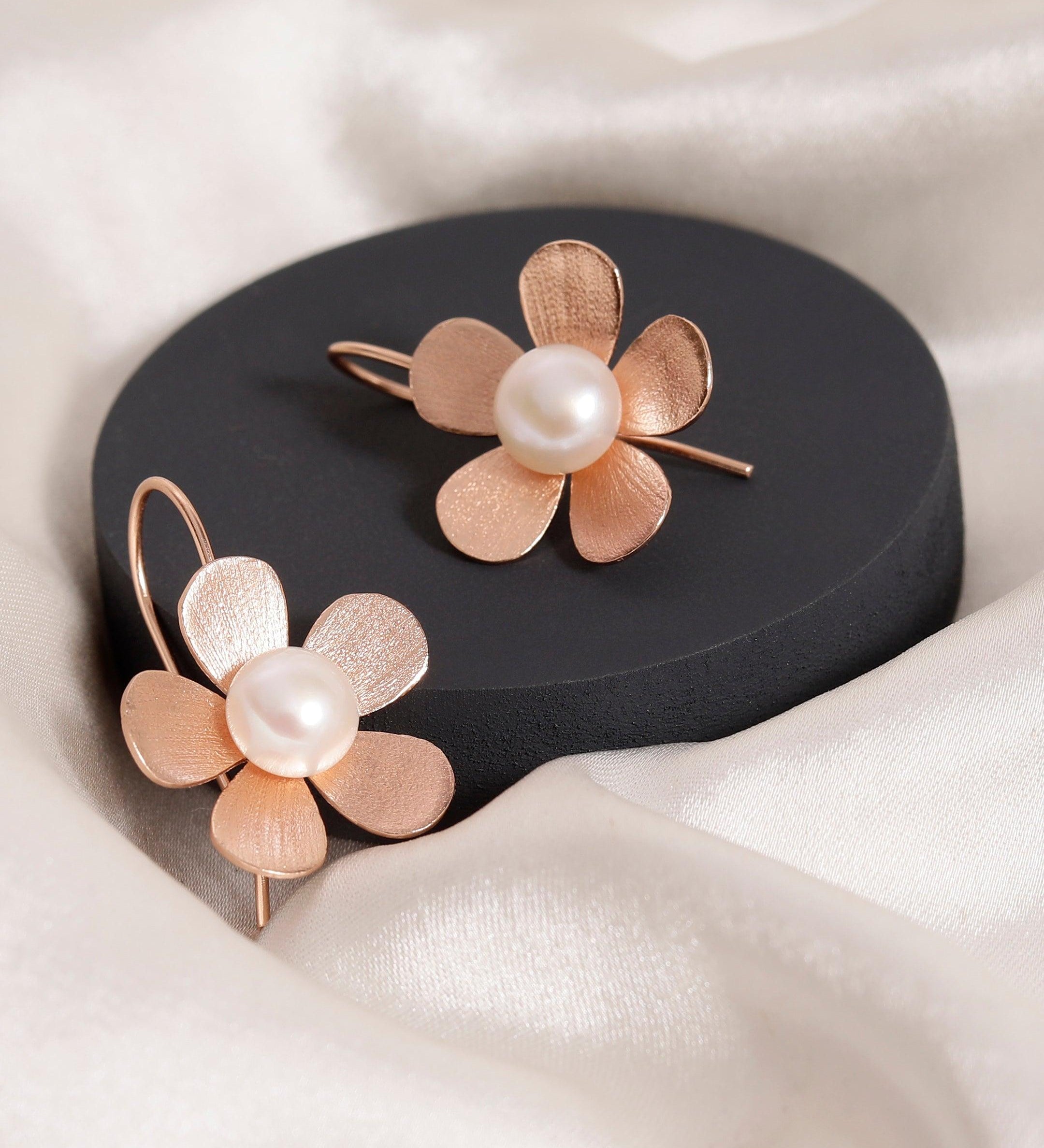Plumeria Blossom 925 Silver Earrings - Diavo Jewels