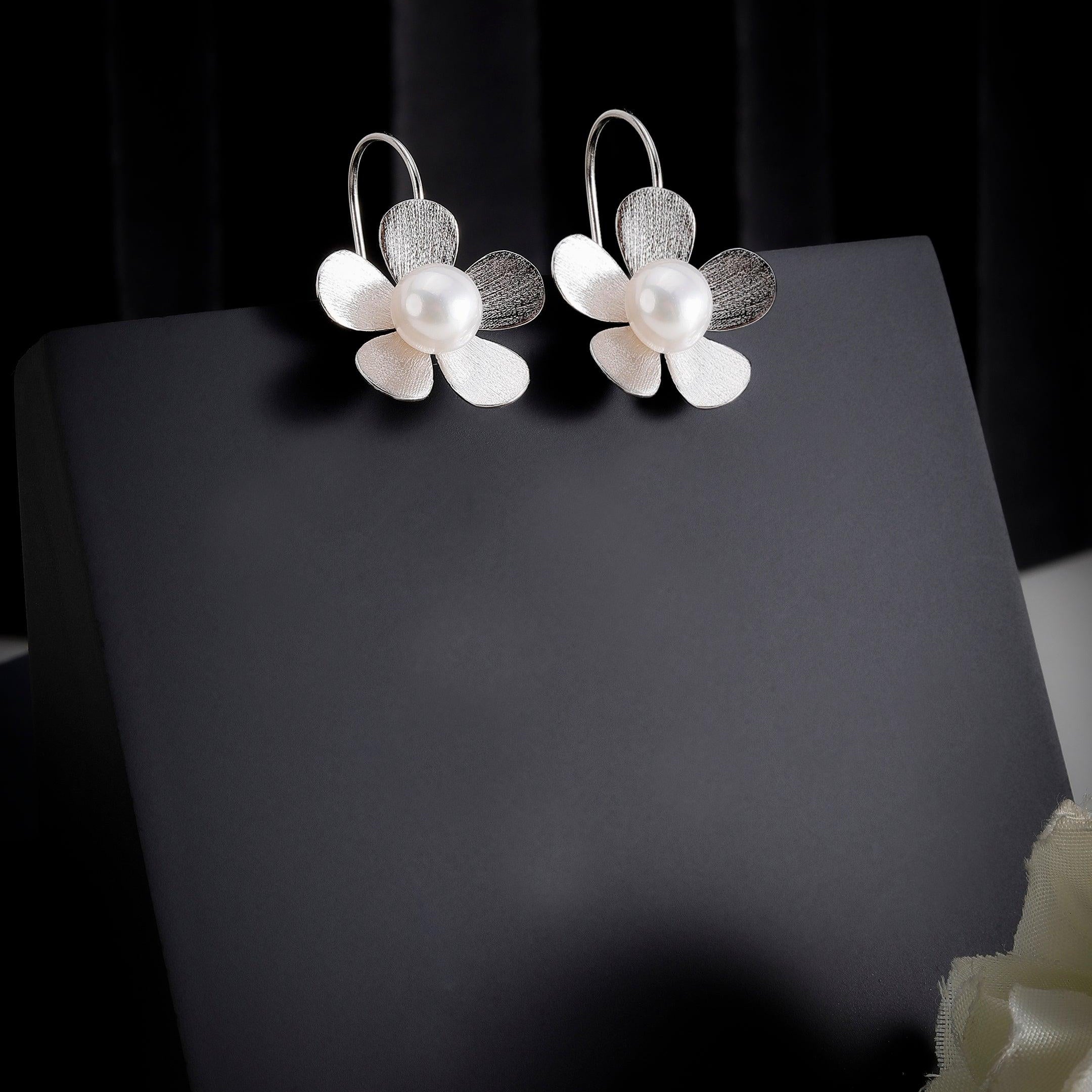 Plumeria Blossom 925 Silver Earrings - Diavo Jewels