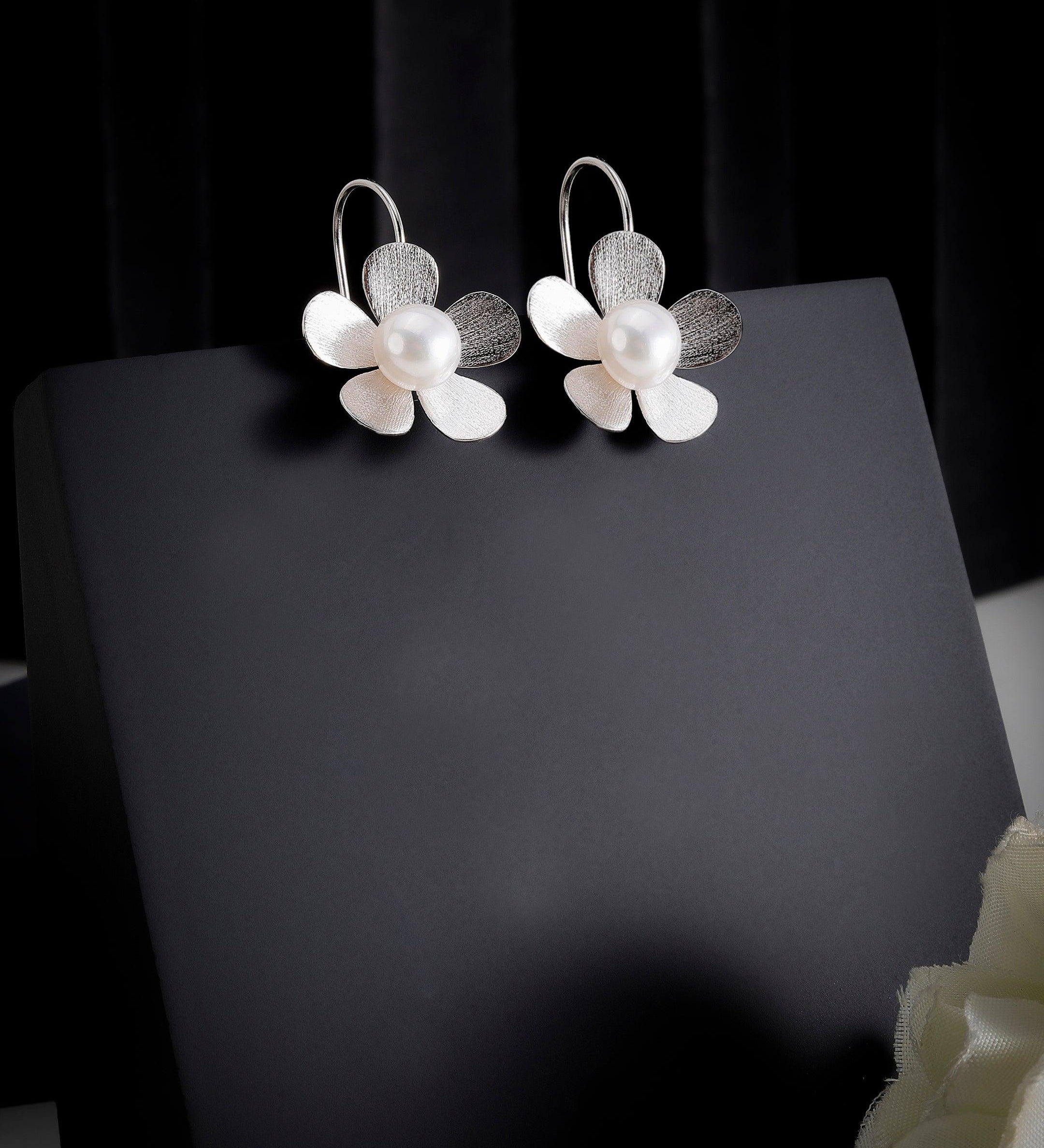 Plumeria Blossom 925 Silver Earrings - Diavo Jewels