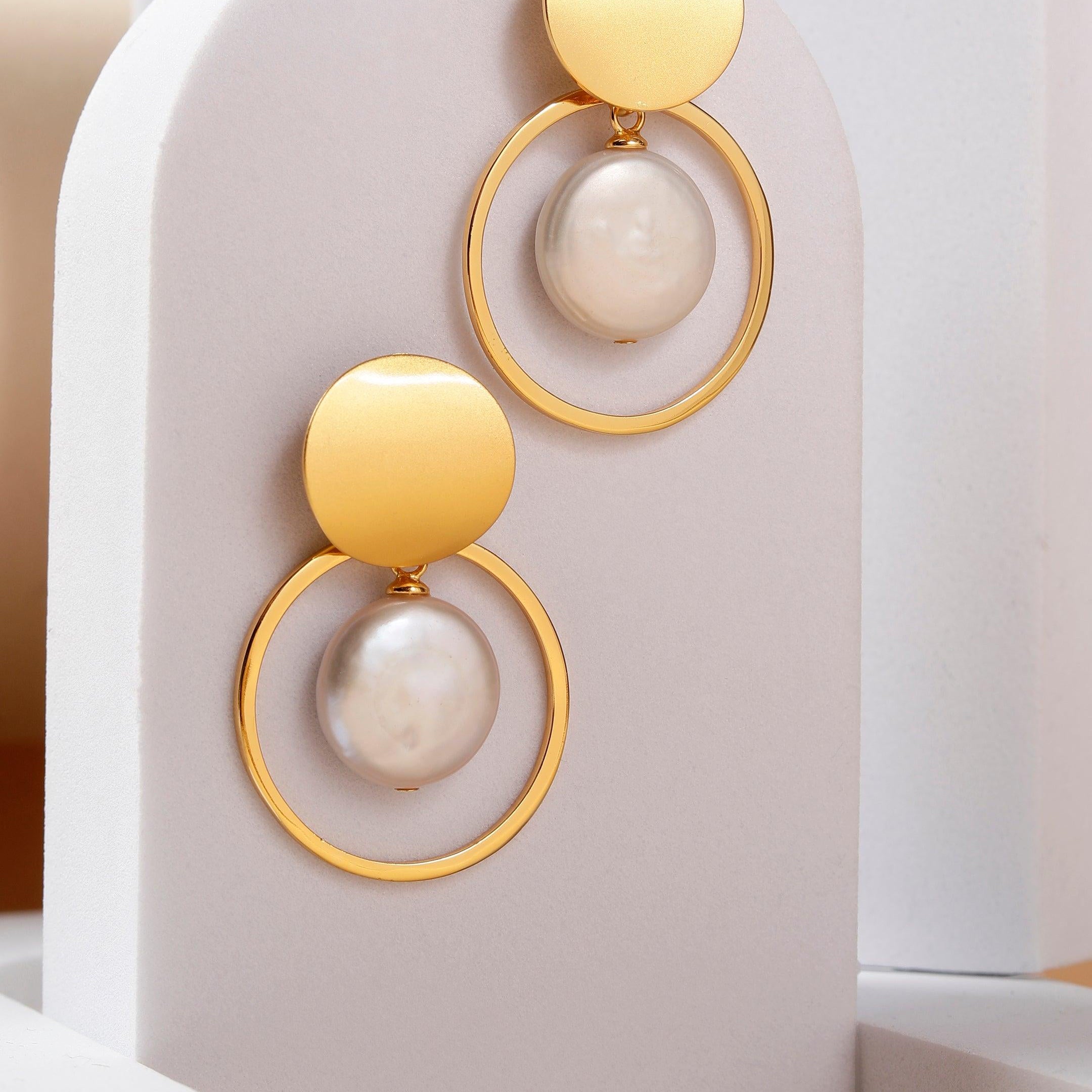 Coin Reflection Round Rings 925 Silver Earrings - Diavo Jewels