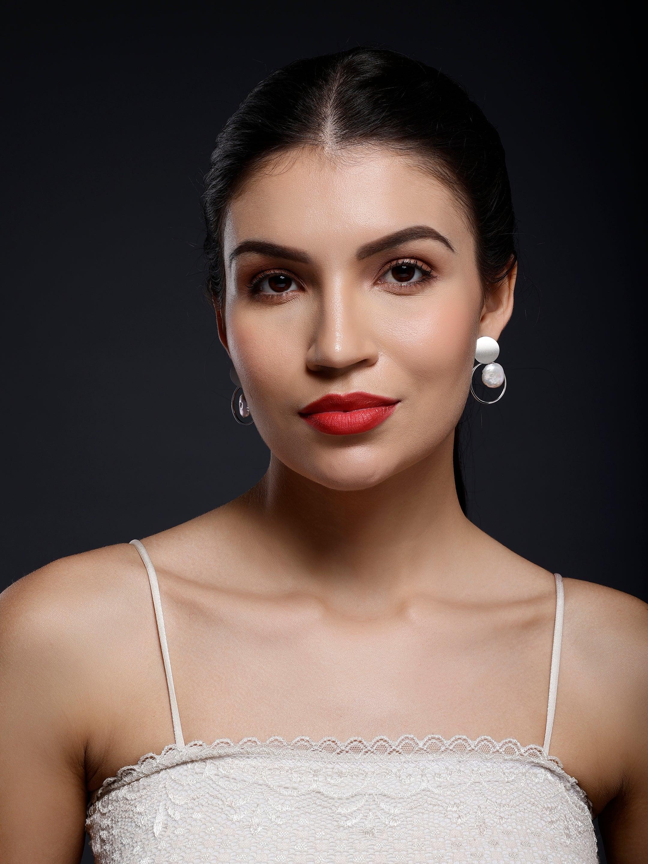 Coin Reflection Round Rings 925 Silver Earrings - Diavo Jewels