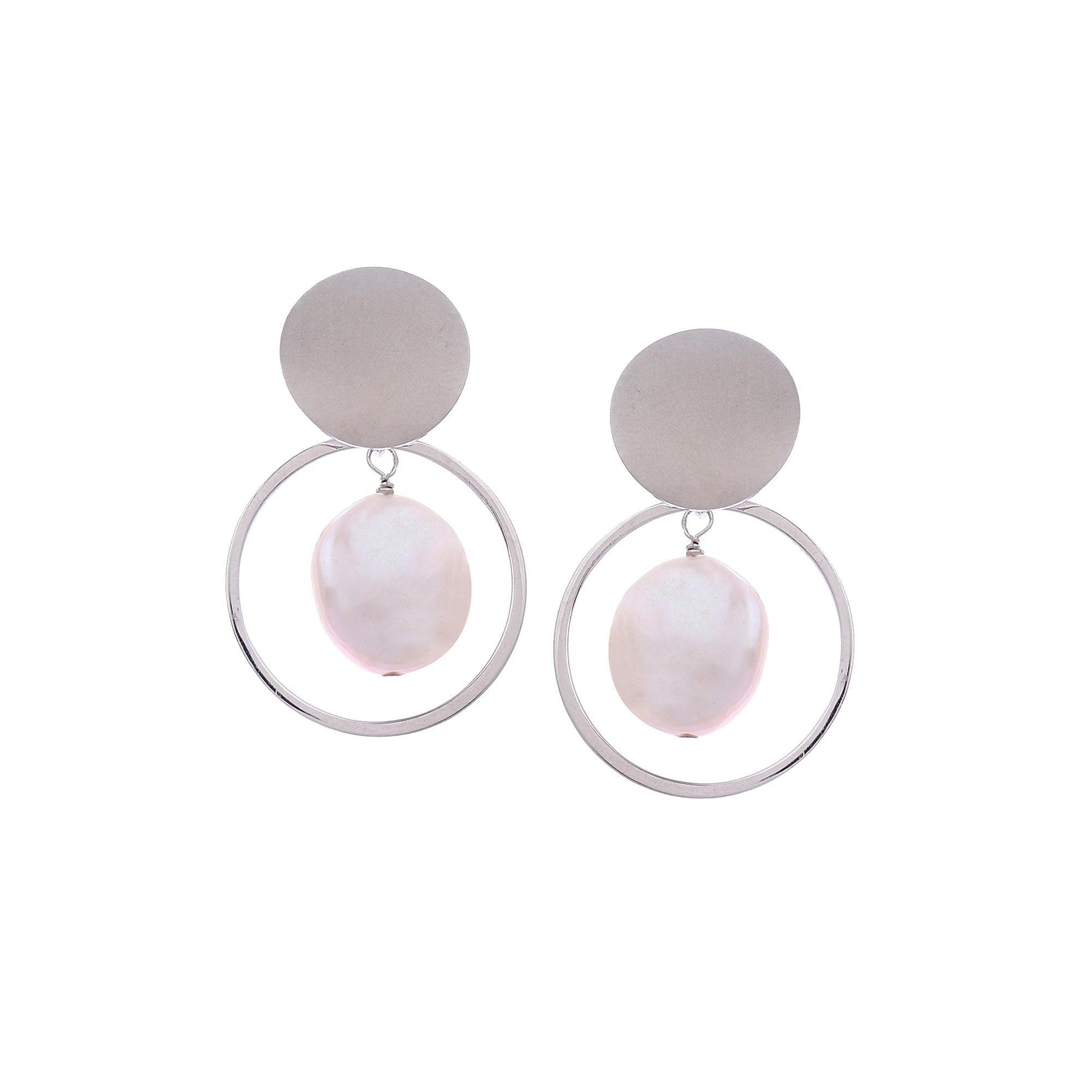 Coin Reflection Round Rings 925 Silver Earrings - Diavo Jewels