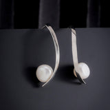 Luminous Cursive 925 Silver Earrings - Diavo Jewels