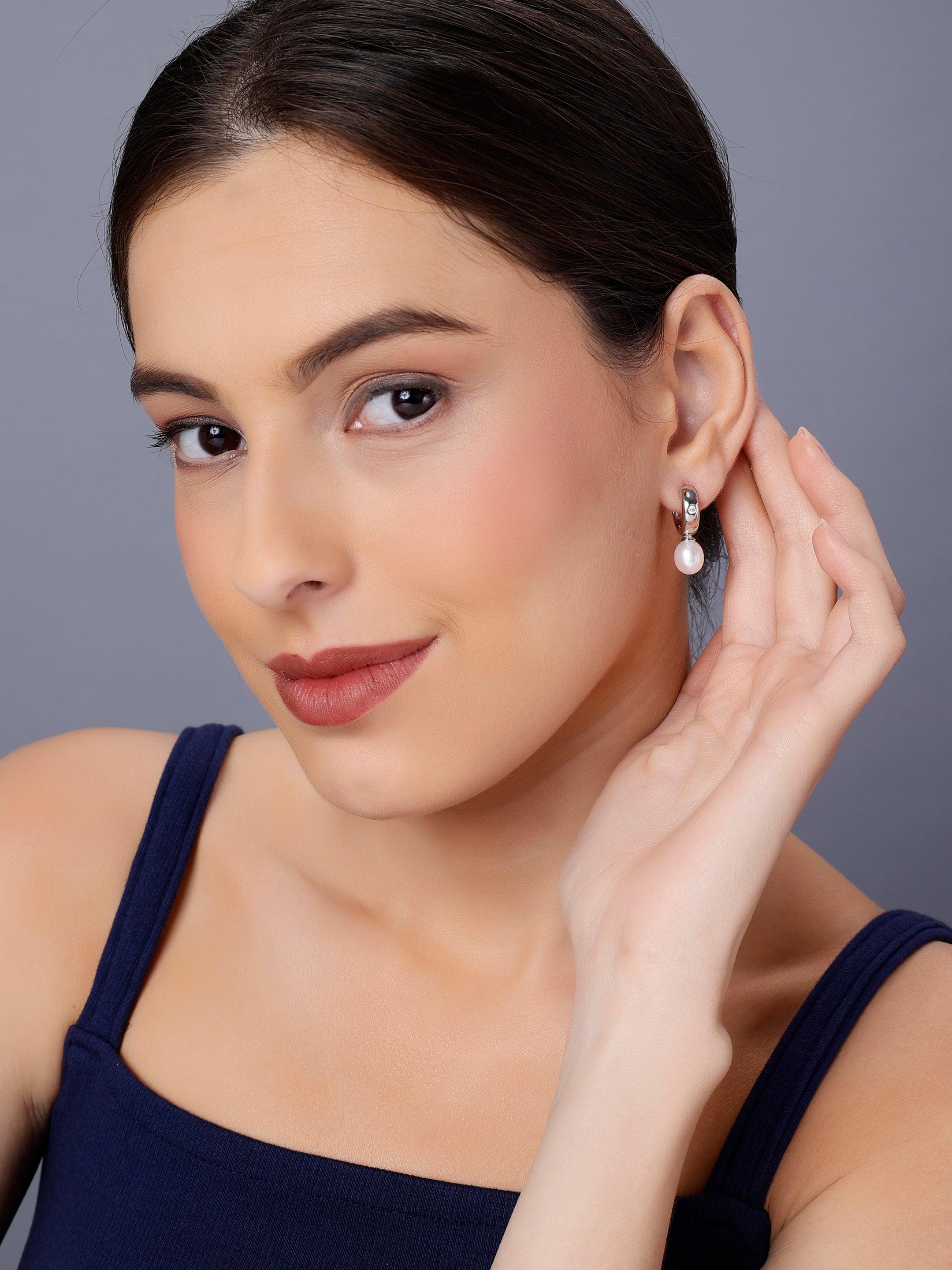 Lock of Elegance: 925 Silver Earrings - Diavo Jewels