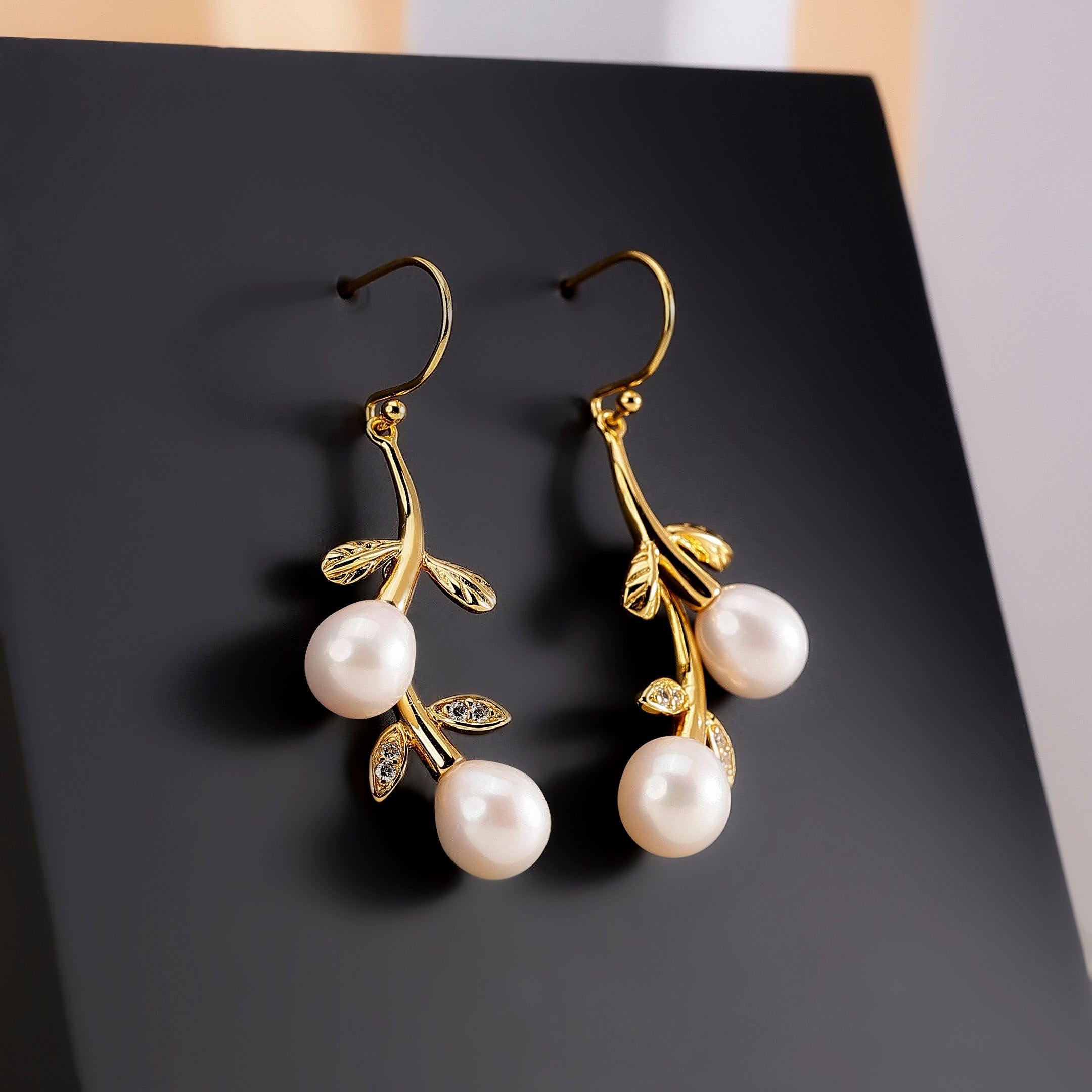 Silver Cascading Petals Pearl Earrings - Diavo Jewels