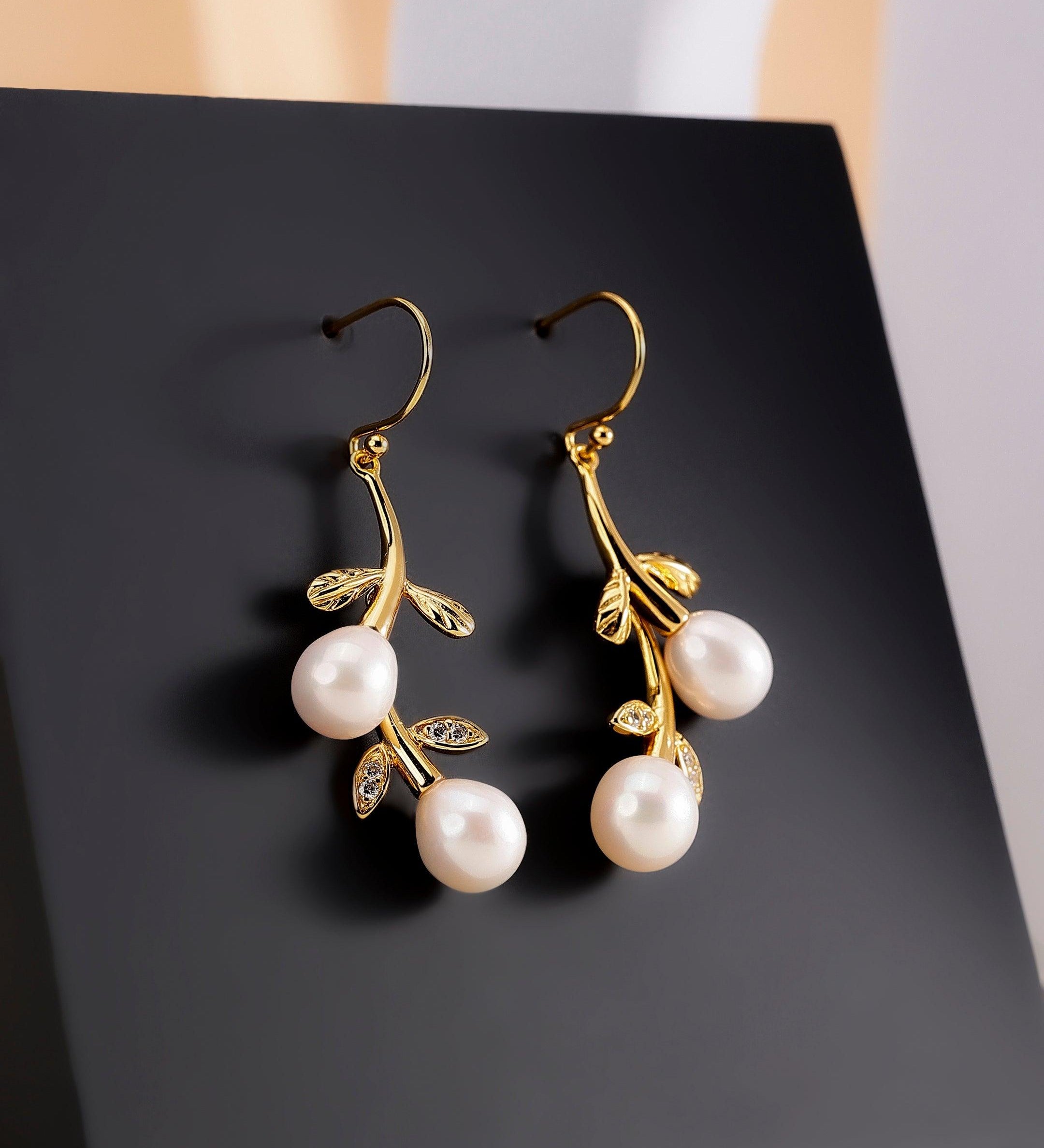 Silver Cascading Petals Pearl Earrings - Diavo Jewels