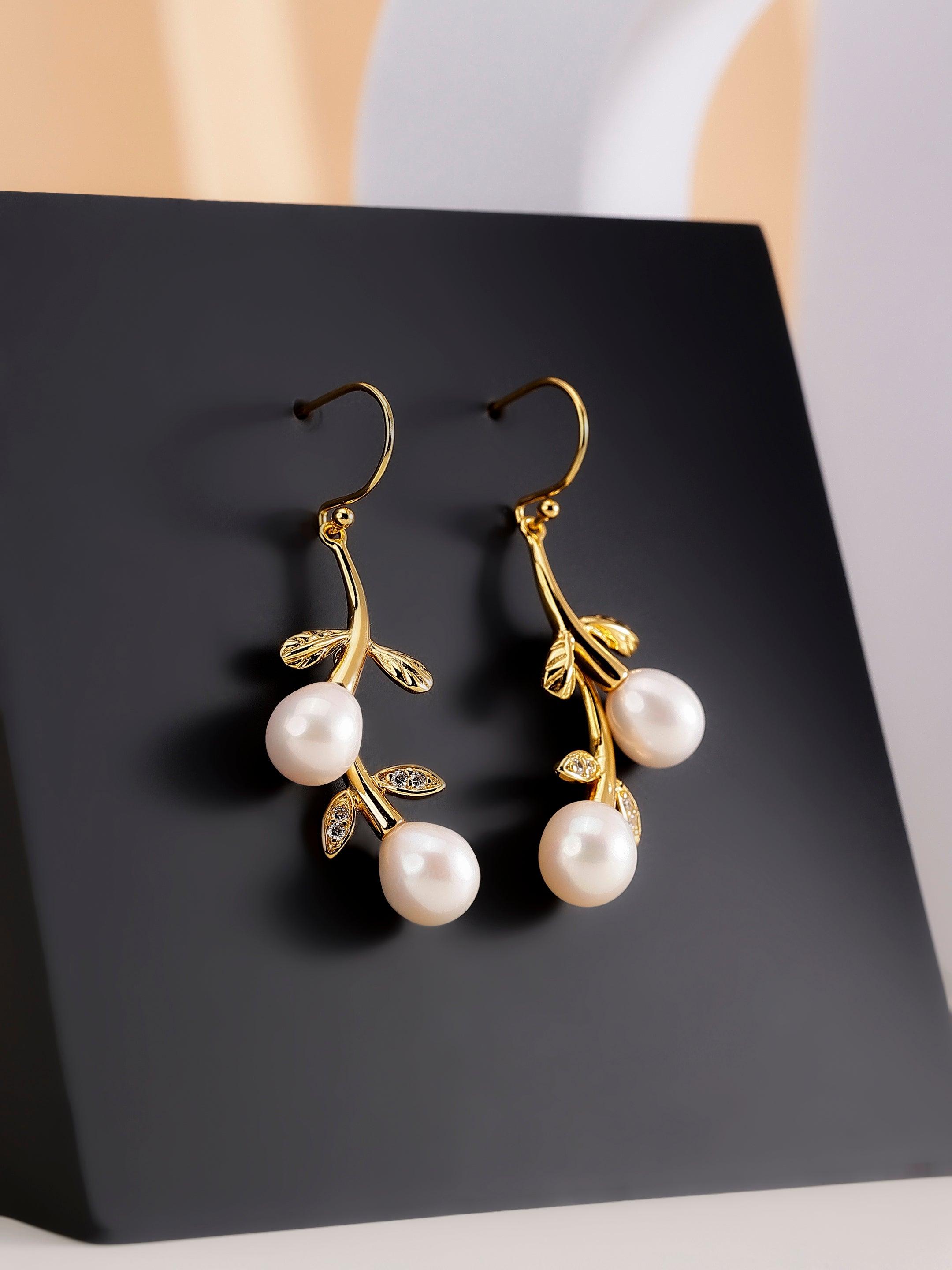 Silver Cascading Petals Pearl Earrings - Diavo Jewels