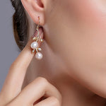 Silver Cascading Petals Pearl Earrings - Diavo Jewels