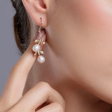 Silver Cascading Petals Pearl Earrings - Diavo Jewels