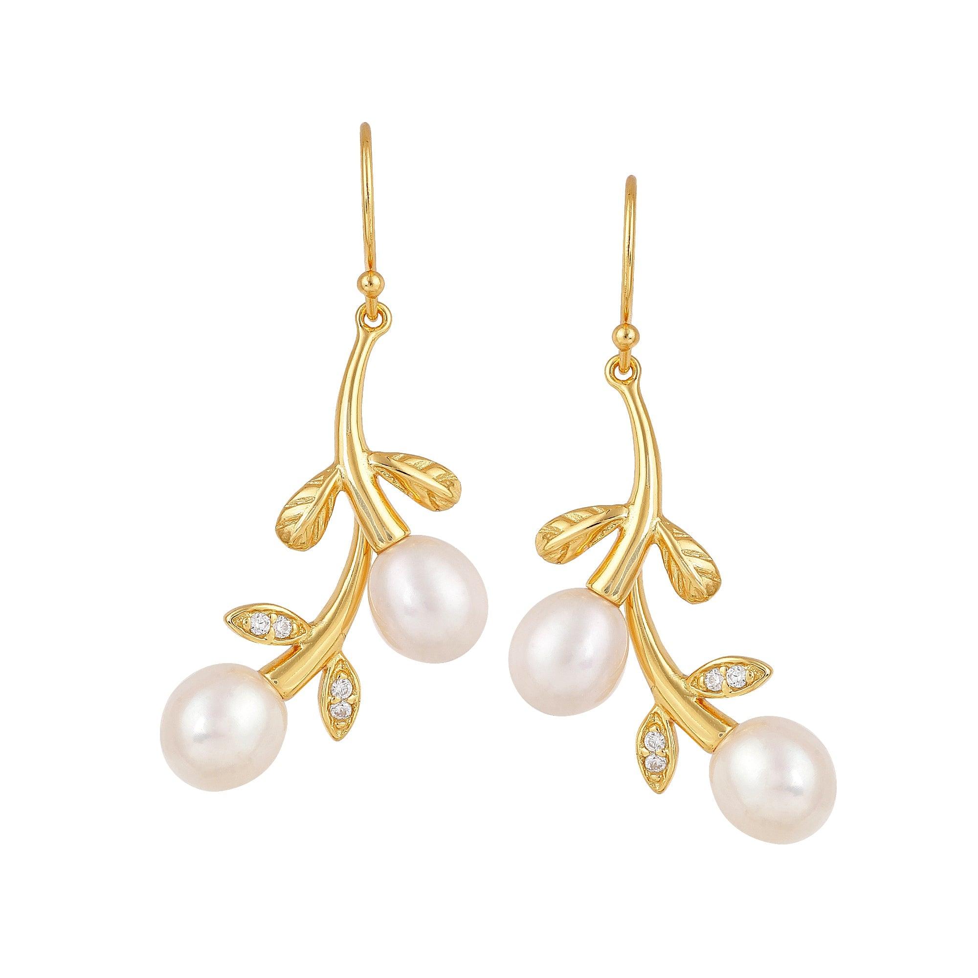 Silver Cascading Petals Pearl Earrings - Diavo Jewels