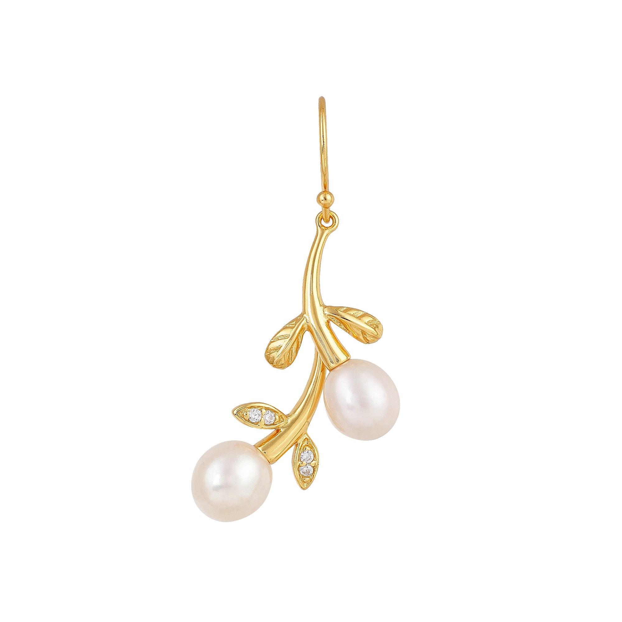 Silver Cascading Petals Pearl Earrings - Diavo Jewels