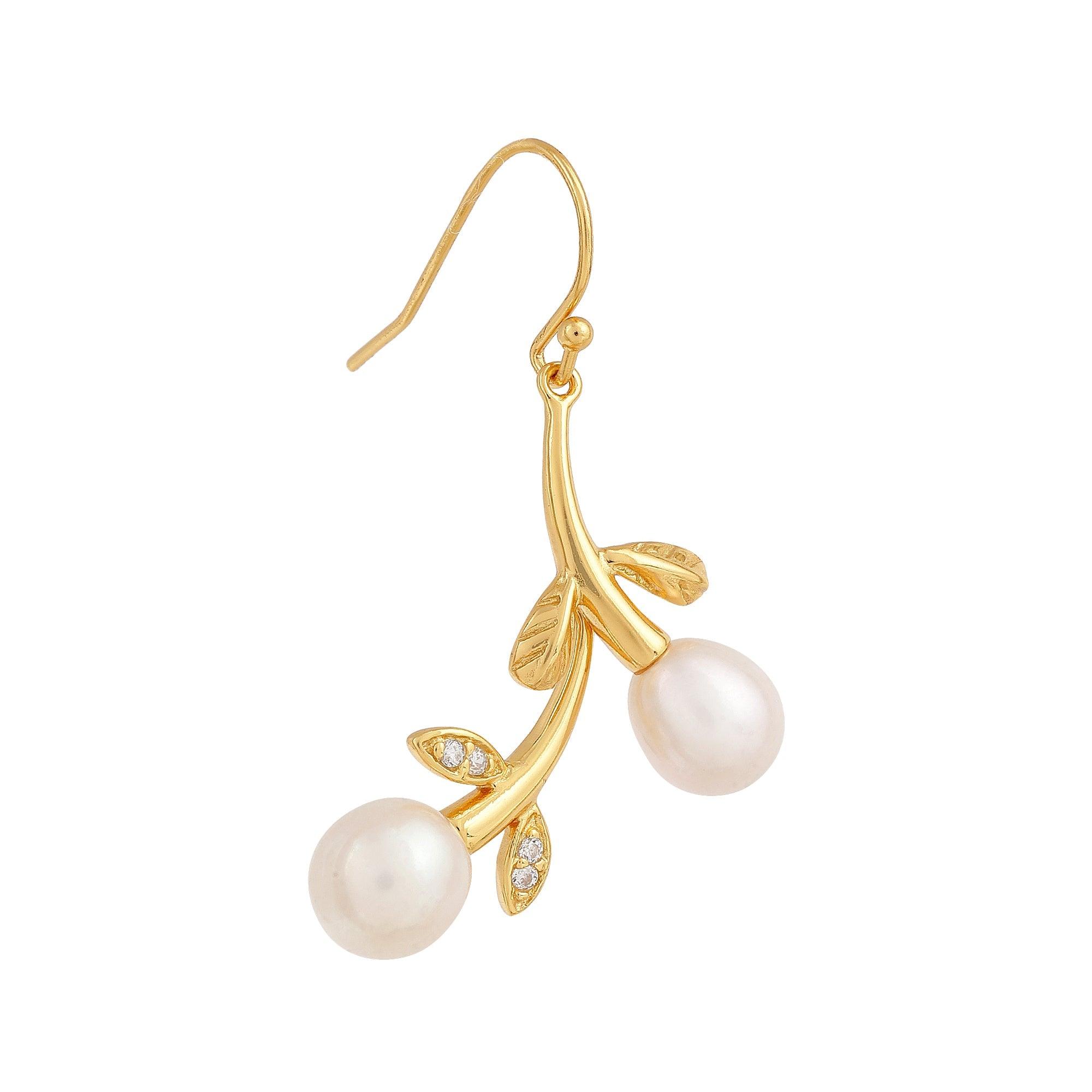 Silver Cascading Petals Pearl Earrings - Diavo Jewels