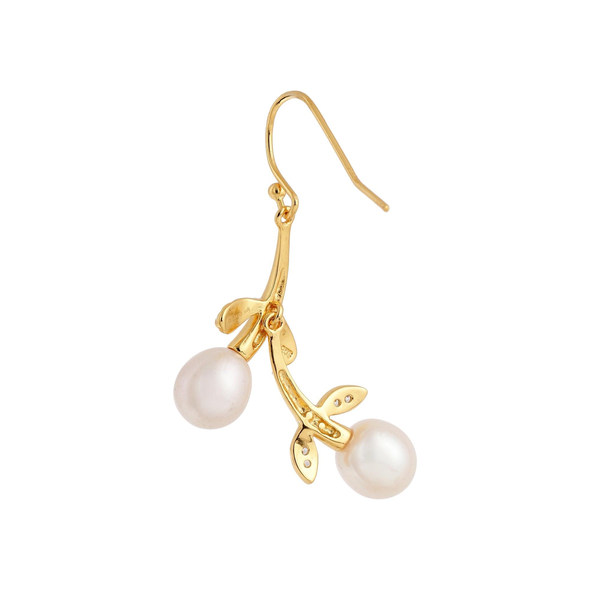 Silver Cascading Petals Pearl Earrings - Diavo Jewels