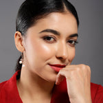 Silver Cascading Petals Pearl Earrings - Diavo Jewels