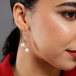 Silver Cascading Petals Pearl Earrings - Diavo Jewels