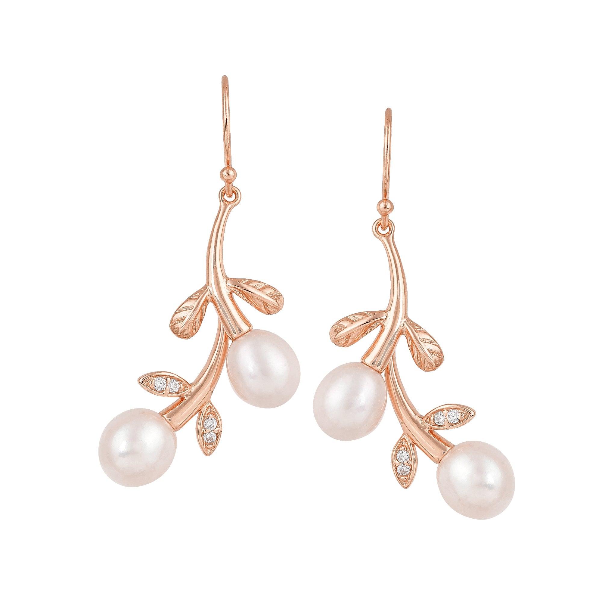 Silver Cascading Petals Pearl Earrings - Diavo Jewels