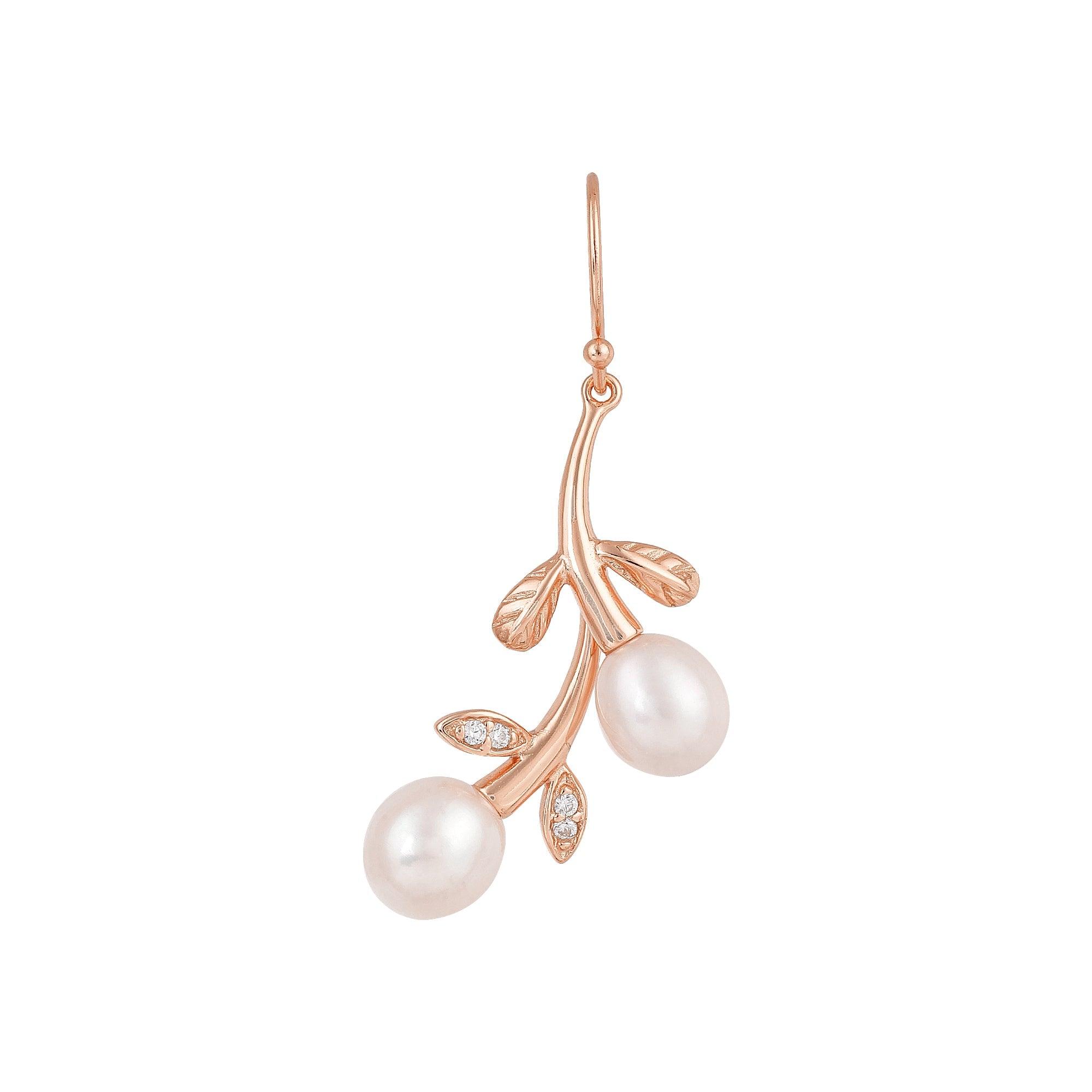 Silver Cascading Petals Pearl Earrings - Diavo Jewels