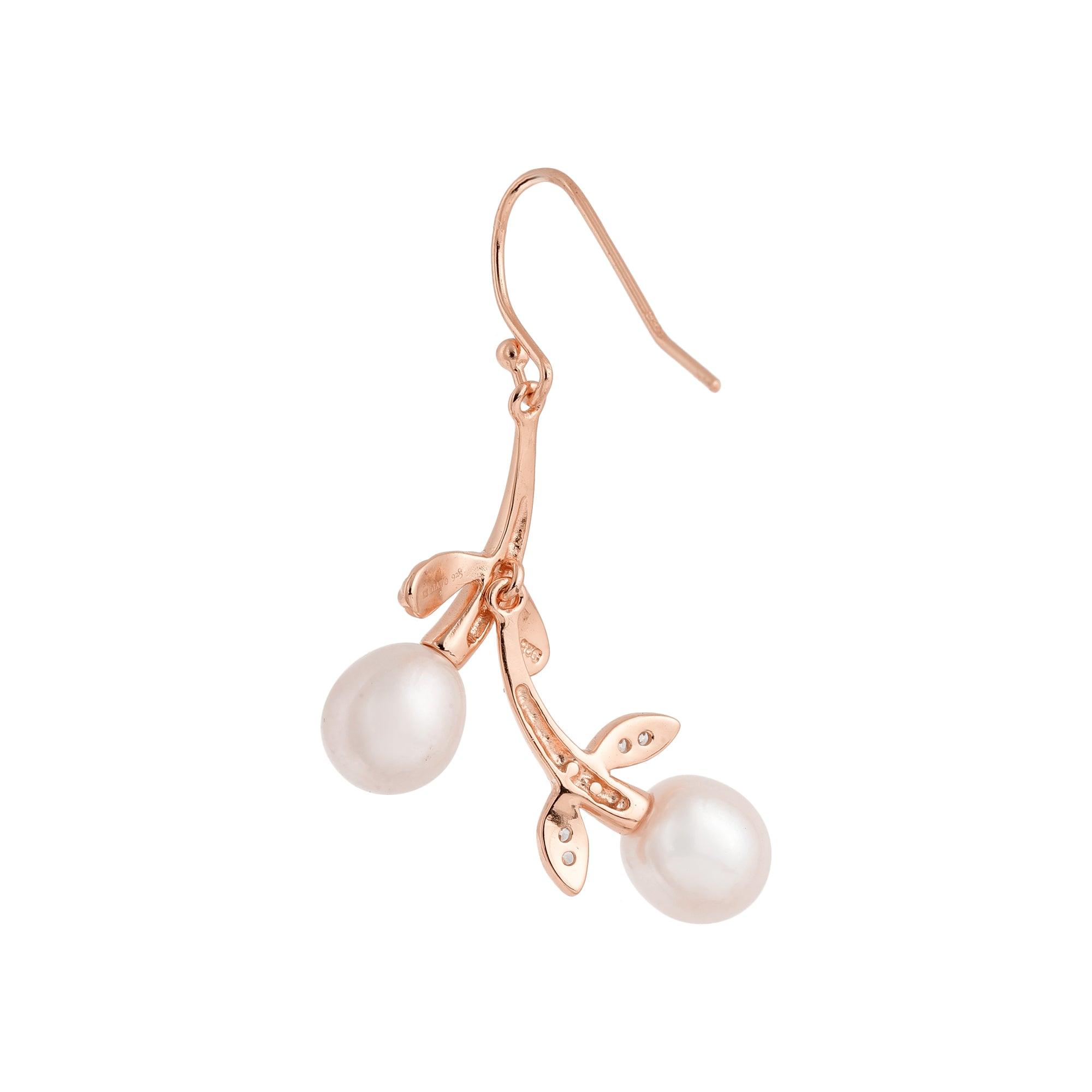 Silver Cascading Petals Pearl Earrings - Diavo Jewels