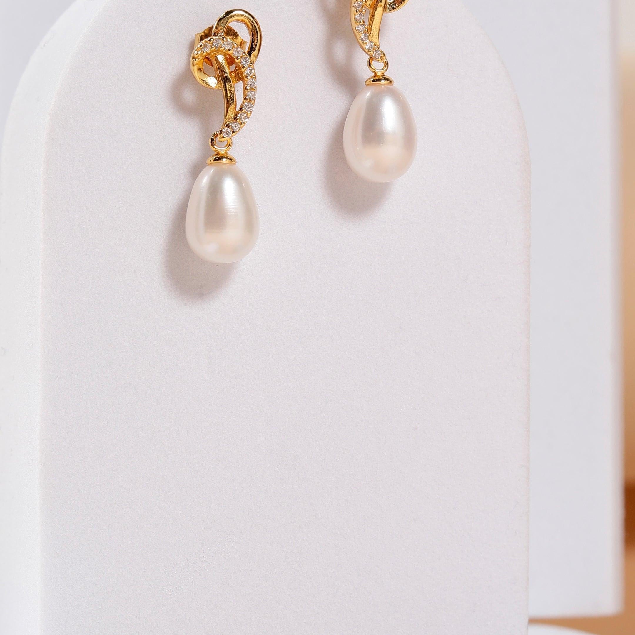 Silver Infinity Elegance Pearl Earrings - Diavo Jewels