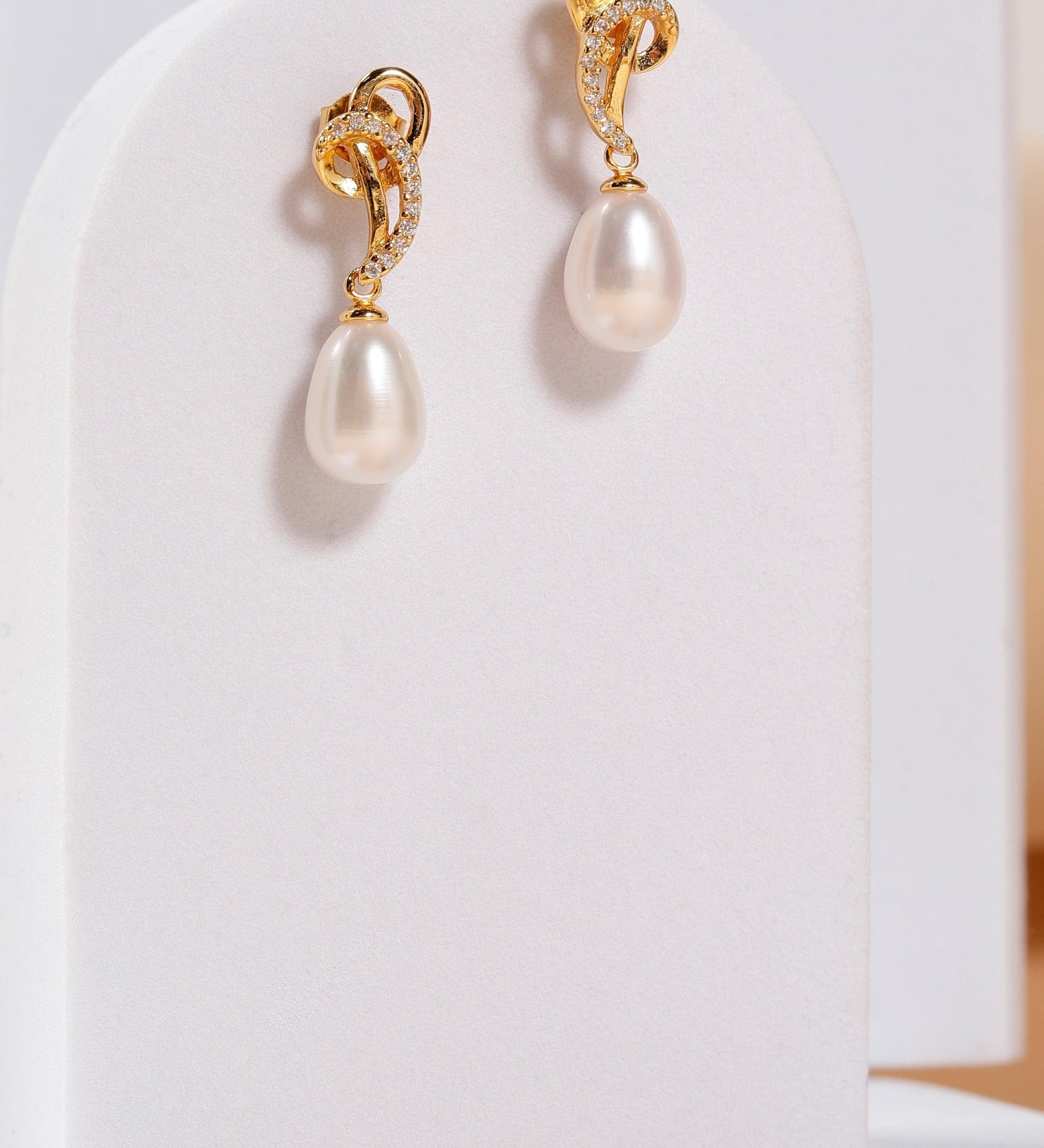 Silver Infinity Elegance Pearl Earrings - Diavo Jewels