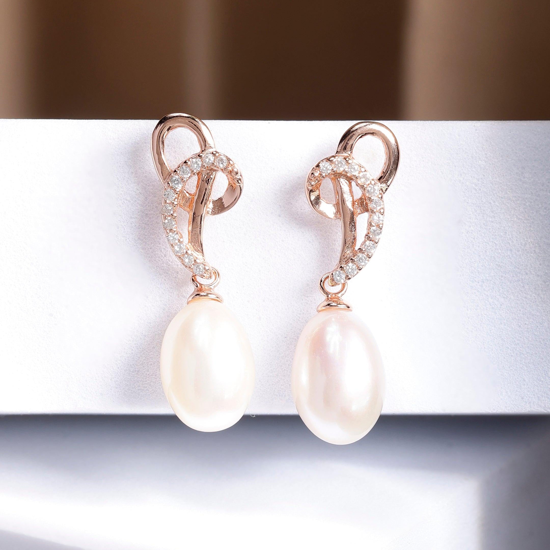 Silver Infinity Elegance Pearl Earrings - Diavo Jewels