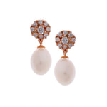 Sparkling Floral Pearl Silver Earrings - Diavo Jewels