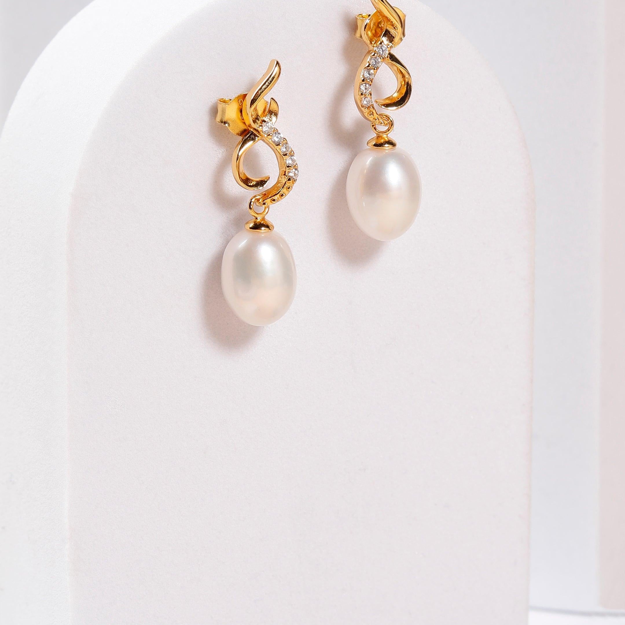 925 Silver Intersecting Pearl Earrings