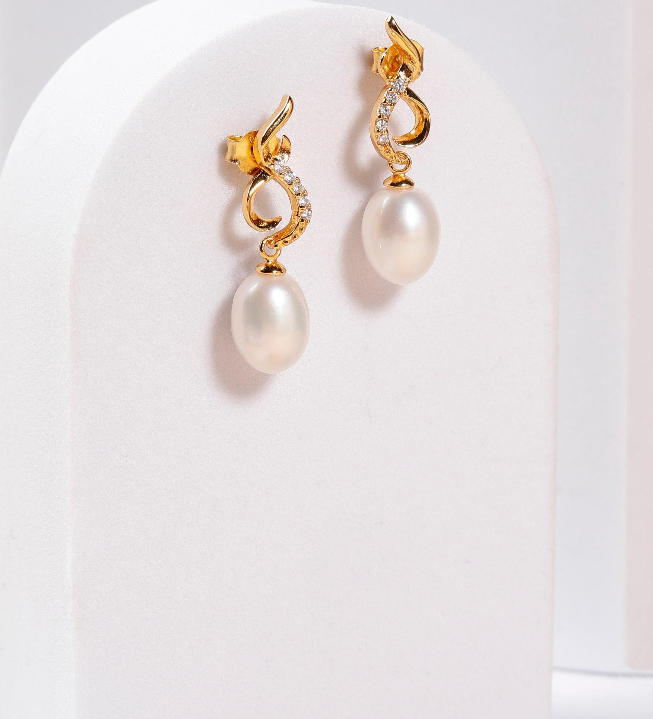 925 Silver Intersecting Pearl Earrings