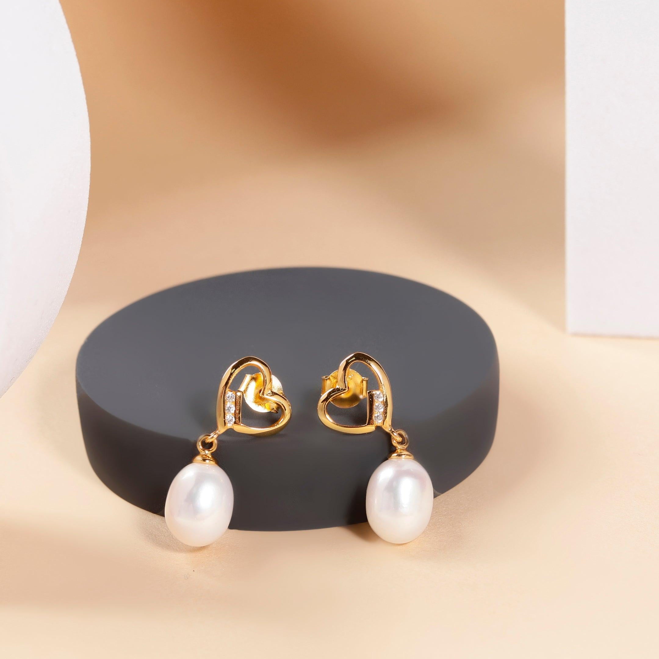 Eternal Love Silver Pearl Earrings - Diavo Jewels