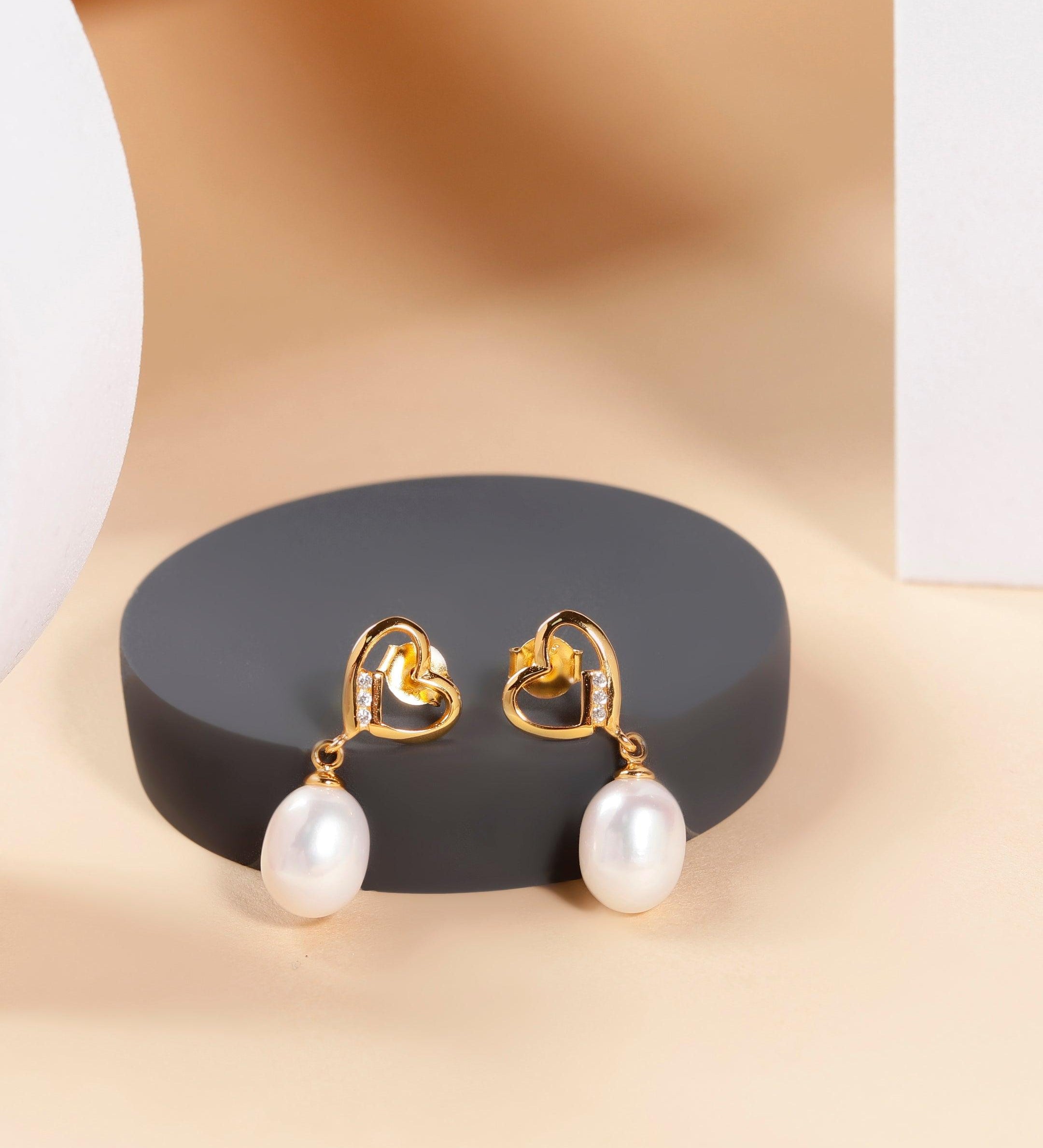 Eternal Love Silver Pearl Earrings - Diavo Jewels