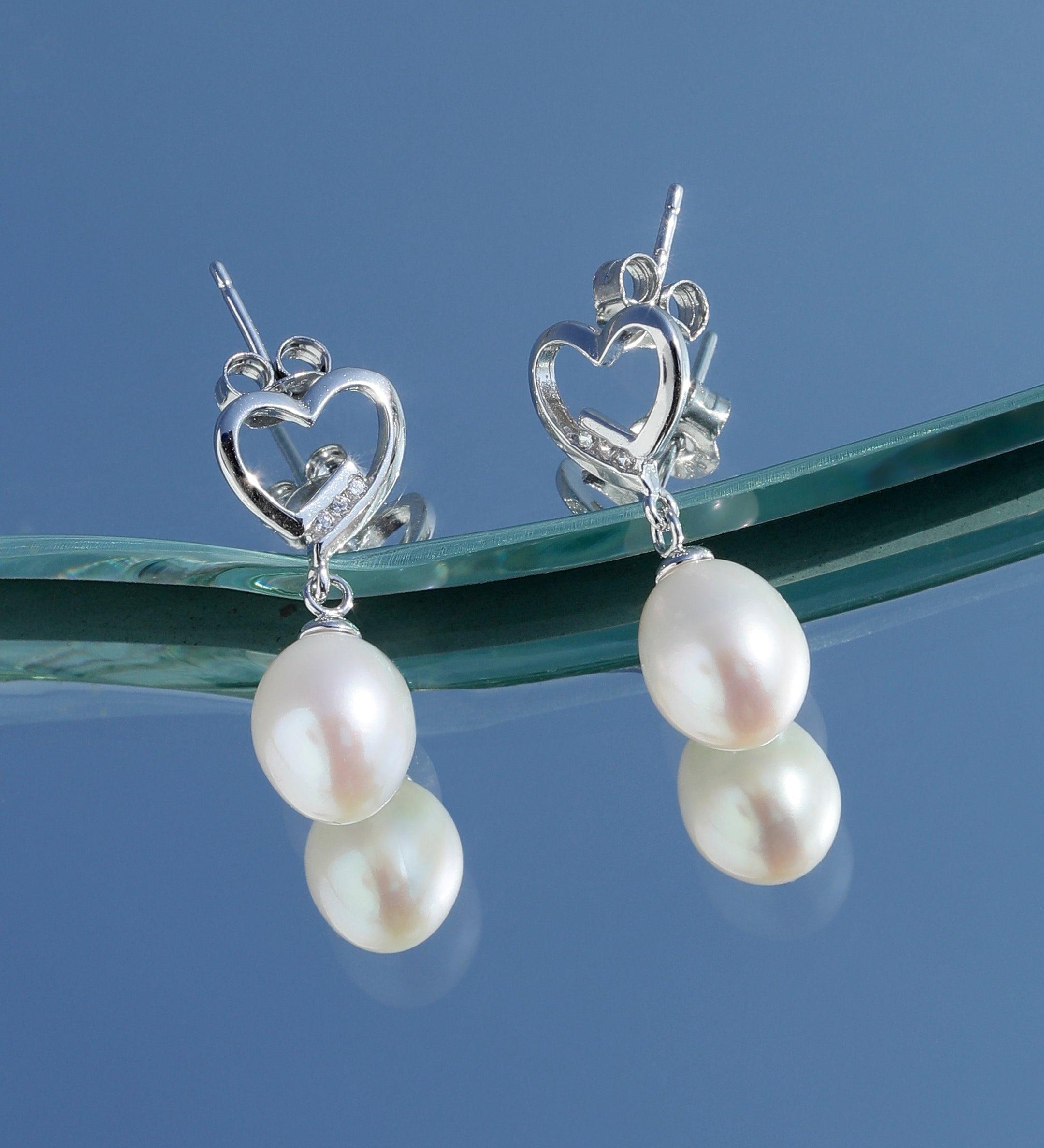 Eternal Love Silver Pearl Earrings - Diavo Jewels